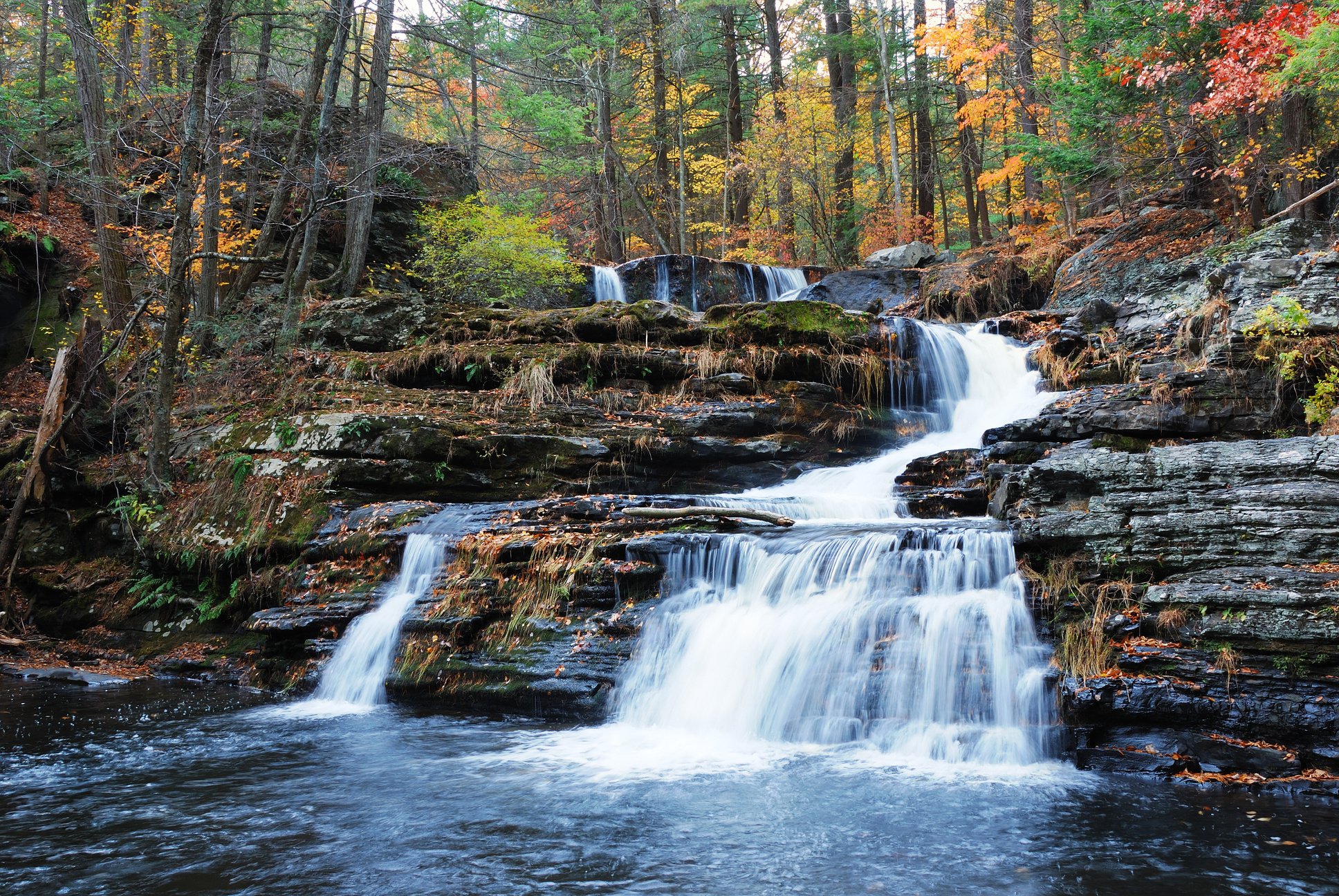 Autumn Waterfall in Mountain